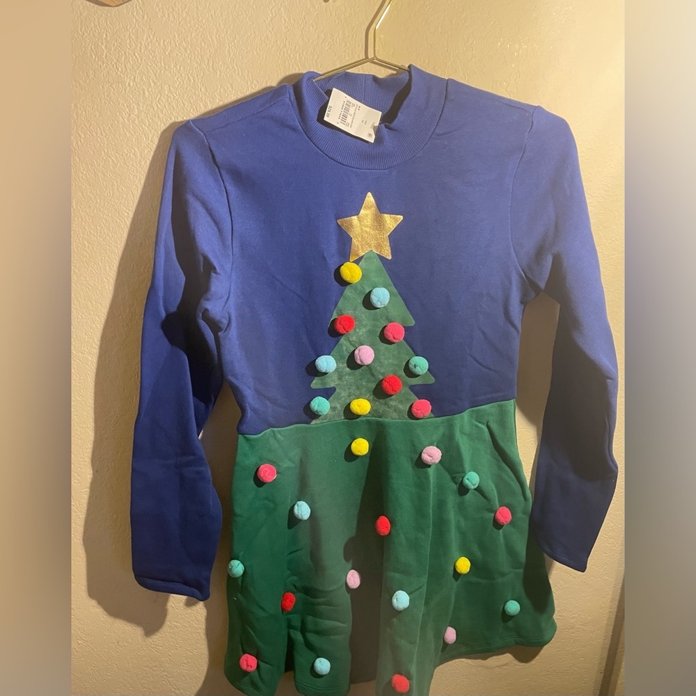 Mighty fine Christmas with pom-poms long sleeve sweatshirt, size medium-NWT